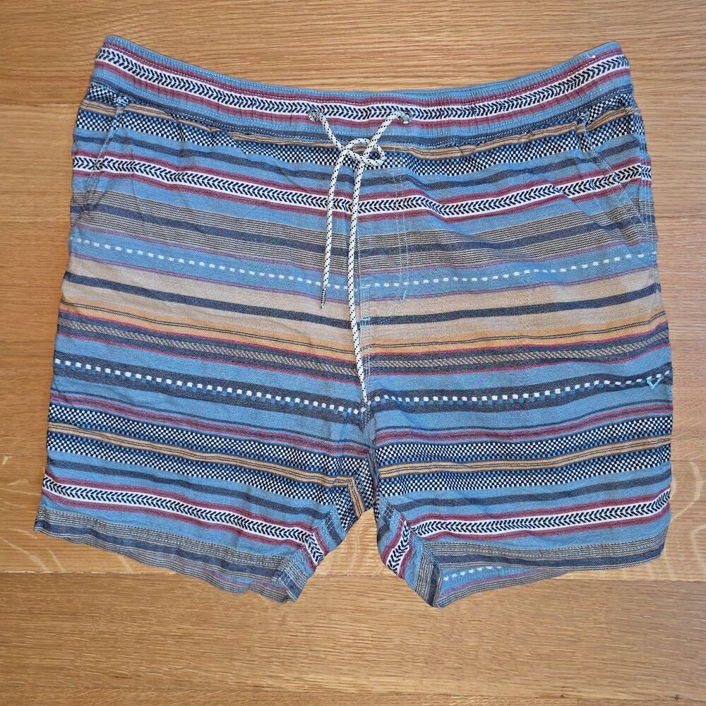 VISSLA Men’s Surfer Baggie Short Serape Stripe Cotton Size Large